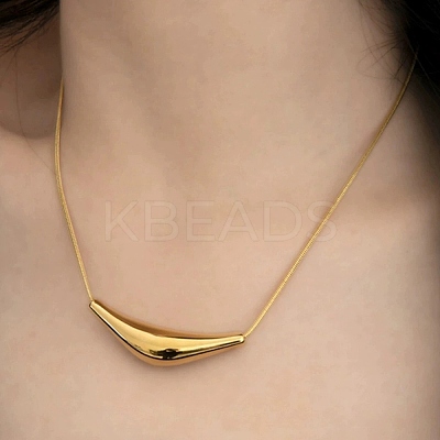 304 Stainless Steel Arc-shaped Pendant Necklaces for Women NJEW-A049-01G-1