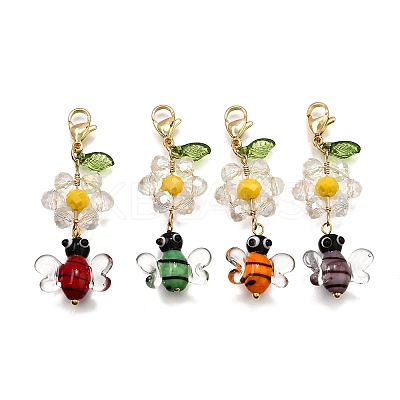 Handmade Lampwork Bees Pendant Decorations HJEW-TA00348-1