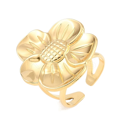 304 Stainless Steel Open Cuff Rings for Women RJEW-S410-01G-01-1