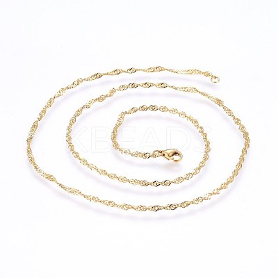 304 Stainless Steel Singapore Chain Necklaces MAK-L015-25C-1