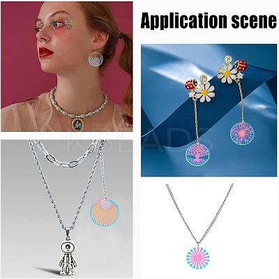 24Pcs 6 Style Ion Plating(IP) 201 Stainless Steel Filigree Pendants STAS-UN0033-12-1