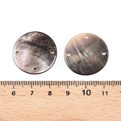 Natural Black Lip Shell Flat Round Chandelier Component Links SSHEL-T017-08-1