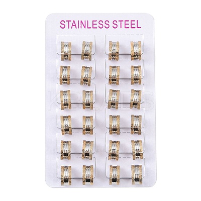 Gold Flash Sand 304 Stainless Steel Hoop Earrings  EJEW-M001-06A-P-1