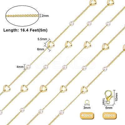 DIY Heart & Imitation Pearl Beads Necklace Making Kit DIY-BC0004-73-1