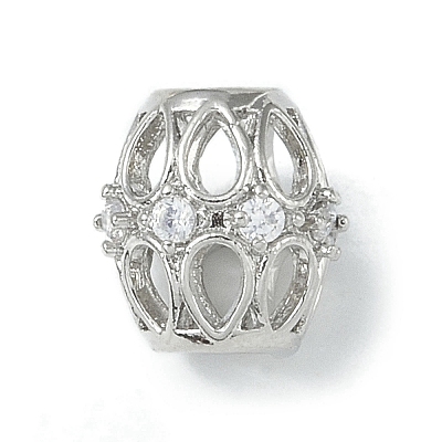 Rack Plating Brass Micro Pave Clear Cubic Zirconia Beads KK-A220-13P-1