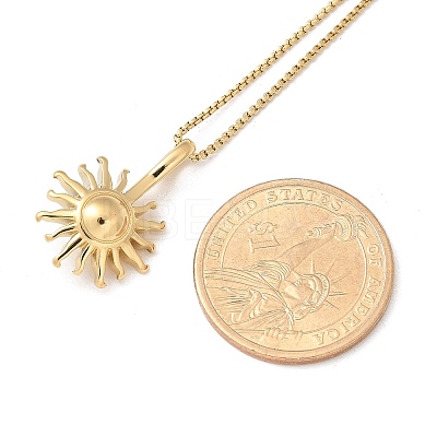 304 Stainless Steel Sunflower Pendant Box Chain Necklaces for Women NJEW-R011-01G-1
