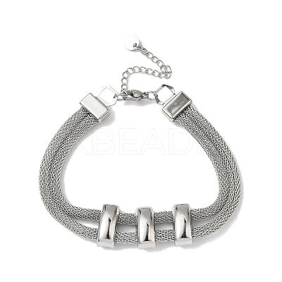 304 Stainless Steel Mesh Chains Bracelets for Women BJEW-D344-02P-1