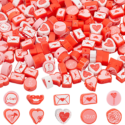 Valentine's Day Theme 300Pcs Handmade Polymer Clay Beads CLAY-SP0001-01C-1