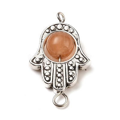 Tibetan Style Alloy Frames with Cat Eye Beads Links PALLOY-JF00479-1