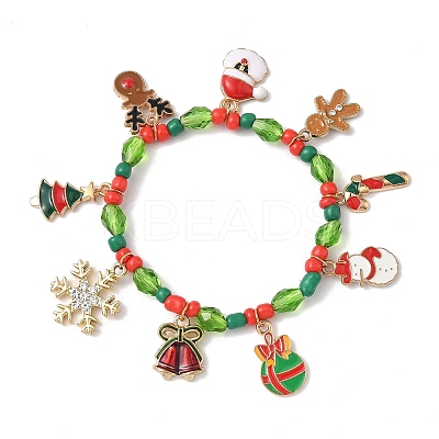 Christmas Alloy Enamel Charm Bracelets LS-BJEW-B155-01B-KCG-1