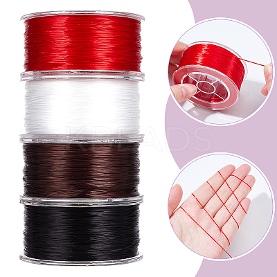 4 Rolls 4 Colors Flat Elastic Crystal String EW-WR0001-01-1