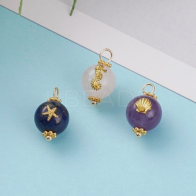 Natural Rose Quartz & Amethyst & Lapis Lazuli Pendants X-PALLOY-JF00591-1