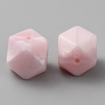 Hexagon Food Grade Eco-Friendly Silicone Focal Beads SIL-WH0012-039B-1