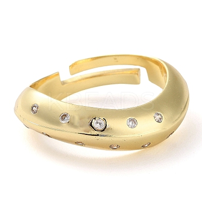 Plating Brass Micro Pave Cubic Zirconia Adjustable Rings RJEW-K266-16B-G-1