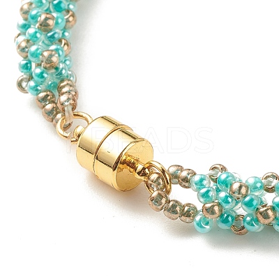 Glass Seed Beaded Bracelet with Brass Magnetic Clasps BJEW-JB07801-05-1