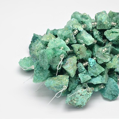 Dyed Nuggets Natural Electroplated Quartz Crystal Beads Strands G-A142-08B-1