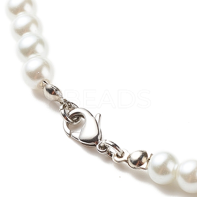 Glass Pearl Round Beaded Necklace for Women X-NJEW-JN03903-1