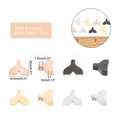 8Pcs 4 Colors 304 Stainless Steel Charms Ion Plating(IP) STAS-UN0029-37-1