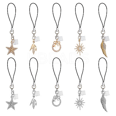 Alloy with Crystal Rhinestone Pendant Mobile Straps HJEW-OC00035-1