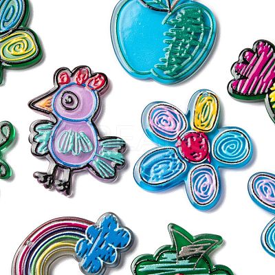 14Pcs 7 Style Transparent Acrylic Pendants KY-LS0001-15-1