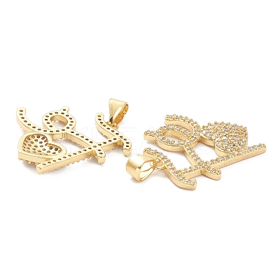 Brass Micro Pave Clear Cubic Zirconia Pendants LS-ZIRC-F124-01G-1
