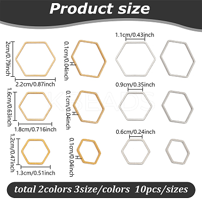 60Pcs 6 Styles 304 & 201 Stainless Steel Linking Rings FIND-GL0001-71-1