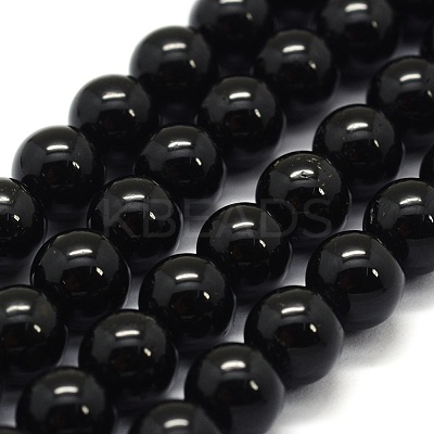 Natural Black Tourmaline Beads Strands G-G763-01-6mm-AB-1