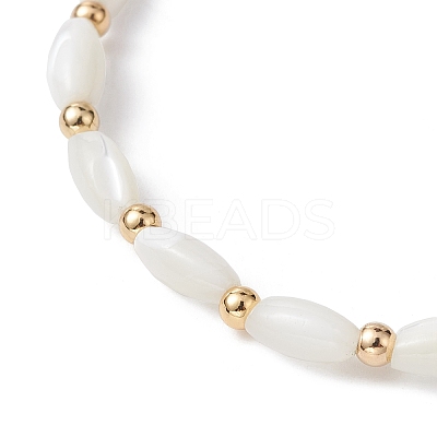 Natural Shell Twist Oval Beaded Stretch Bracelets for Women BJEW-JB10059-1