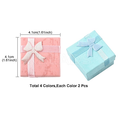 8Pcs 4 Colors Valentines Day Presents Packages Cardboard Ring Boxes CBOX-FS0001-07-1