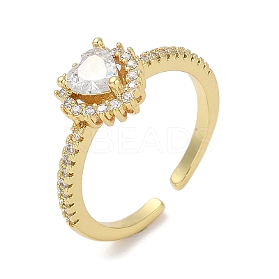 Rack Plating Brass Micro Pave Cubic Zirconia Cuff Finger Rings for Women RJEW-C114-21G-G-1