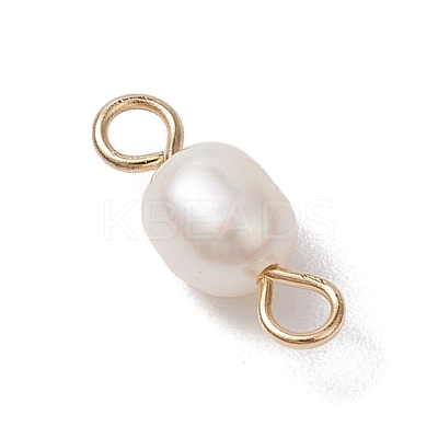Natural Freshwater Pearl Potato Connector Charms PALLOY-JF03201-01-1