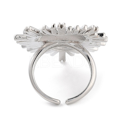 Brass Heart Open Cuff Ring for Women RJEW-C102-23P-1