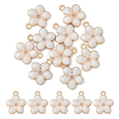 10Pcs Light Gold Plated Alloy Enamel Pendants ENAM-YW0002-15B-1