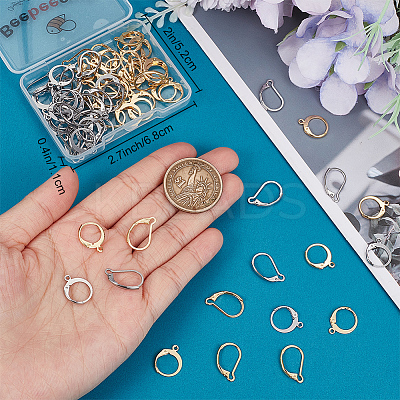 80Pcs 4 Style 304 Stainless Steel Leverback Earring Findings STAS-BBC0003-77-1