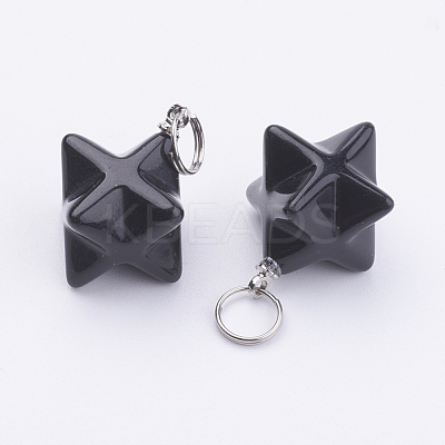 Natural Obsidian Pendants G-E398-02B-1