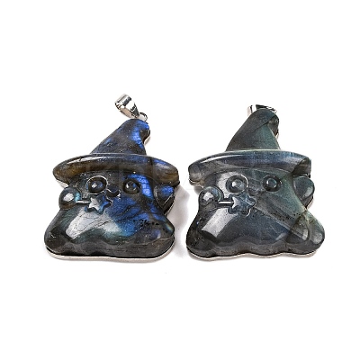 Natural Labradorite Carved Pendants G-B085-11P-1