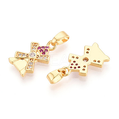 Brass Micro Pave Cubic Zirconia Pendants KK-N257-69G-1