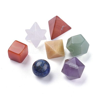 7 Chakra Natural Gemstone Platonic Sacred Stones Geometry Set G-L564-001-1