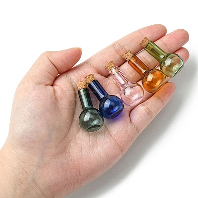 10Pcs 5 Colors Mini High Borosilicate Glass Bottle Bead Containers GLAA-FS0001-71-1