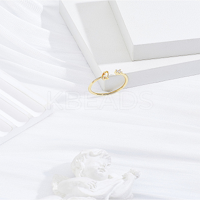 1Pc Letter Brass Rhinestone Open Cuff Rings for Women AJEW-LP0004-47Q-G-1