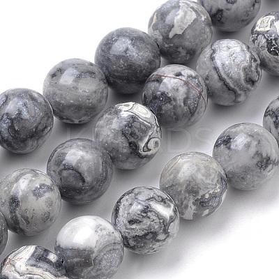 Natural Map Stone/Picasso Stone/Picasso Jasper Beads Strands G-S259-09-10mm-1