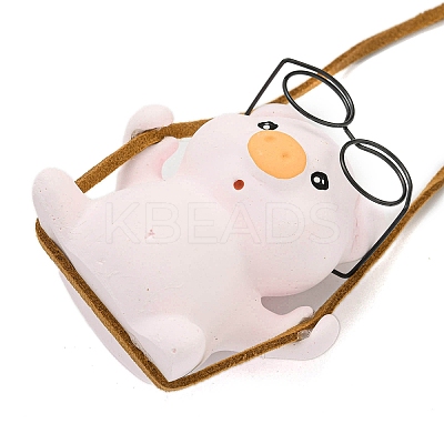 Cute Gesso Swinging Pig Pendant Decorations HJEW-A008-01C-1
