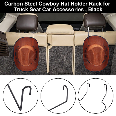 Carbon Steel Cowboy Hat Holder Rack for Truck Seat Car Accessories  AJEW-WH0696-095-1