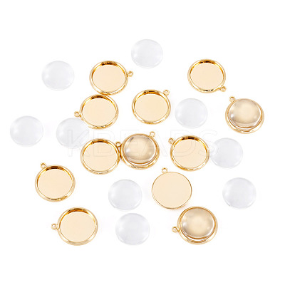 12Pcs Brass Pendant Cabochon Settings KK-TA0003-10C-1