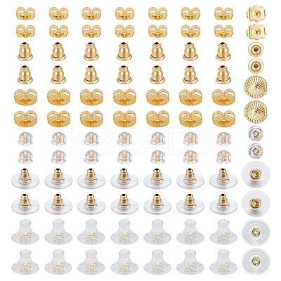 6 Styles 304 Stainless Steel & Silicone & Brass Ear Nuts STAS-ME0001-02-1