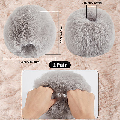 Women Imitation Rabbit Hair Cuffs Oversleeve Arm Gloves AJEW-WH20018-34D-1