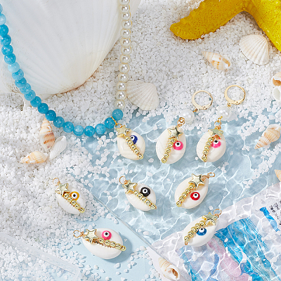 20Pcs Copper Wired Natural Cowrie Shell Pendants FIND-SC0014-75-1