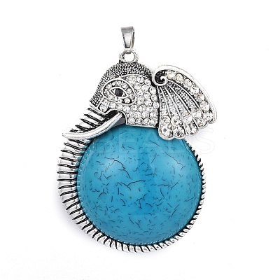 Antique Silver Tone Alloy Resin Animal Big Pendants PALLOY-J346-06AS-1