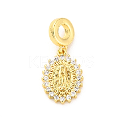 Brass Clear Cubic Zirconia European Dangle Pendants KK-D325-28G-02-1