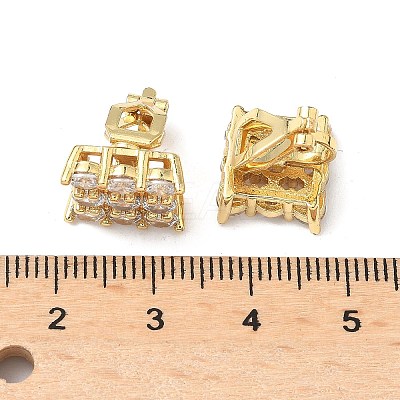 Brass Micro Pave Clear Cubic Zirconia Clip-on Earrings EJEW-A132-02C-G-1